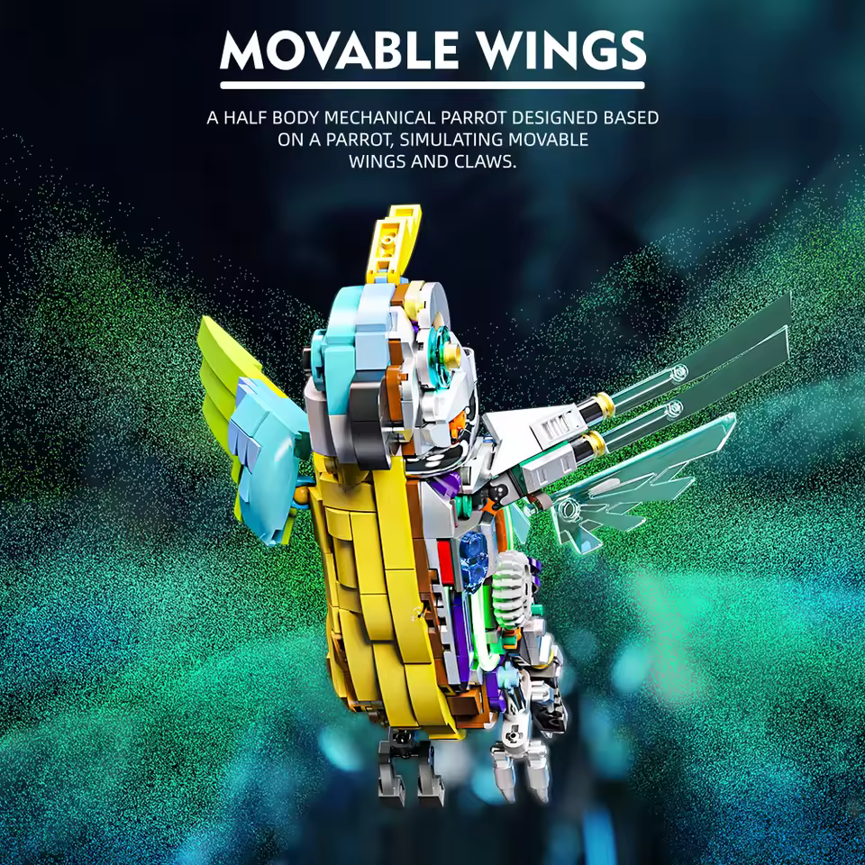 Buildable Mecha Parrot Brick Kit