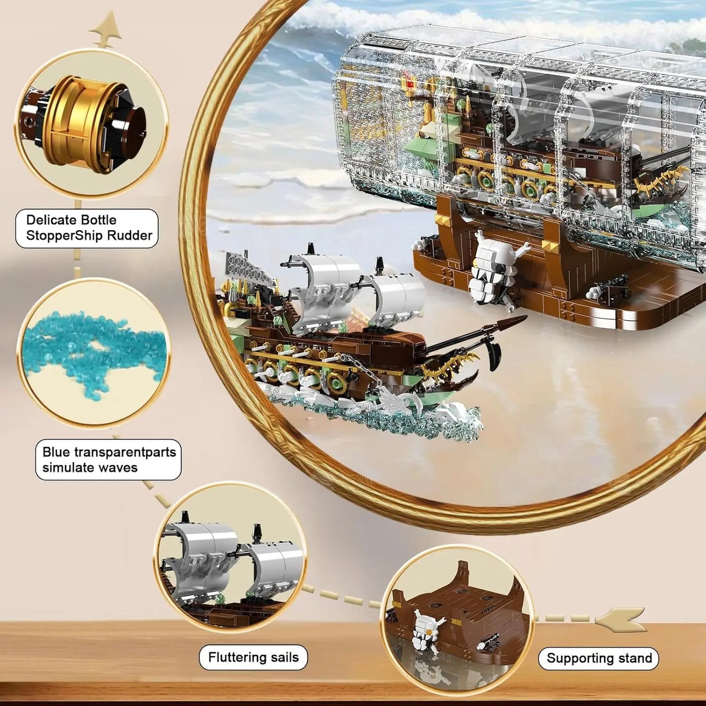 Buildable Ship in a Bottle Brick Kit